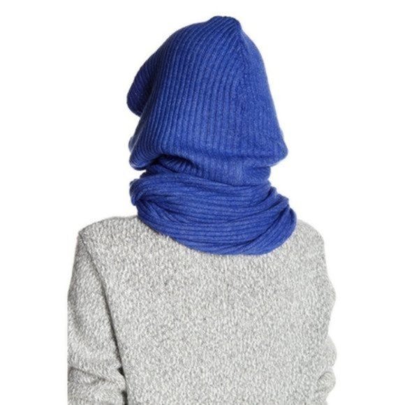 Free People Bottom Line Hooded Rib Cowl, Blue - Picture 6 of 6